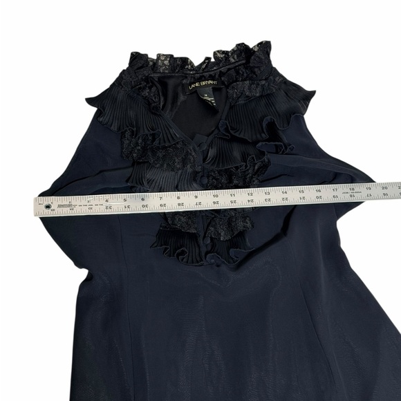 Lane Bryant Black Ruffle Lace Pleated Halter Midi Dress Size 18 - Picture 5 of 6